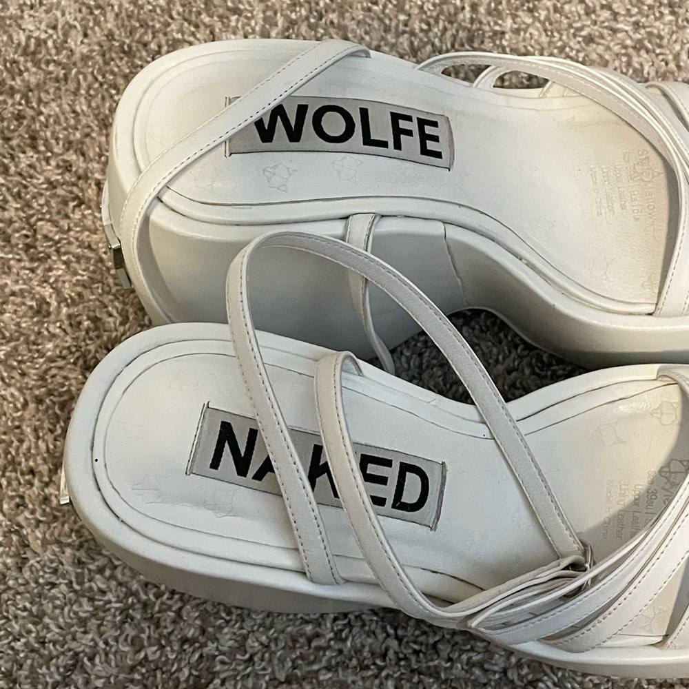 Naked Wolfe platform white strappy sandals style Mellow size 9 - Picture 5 of 9